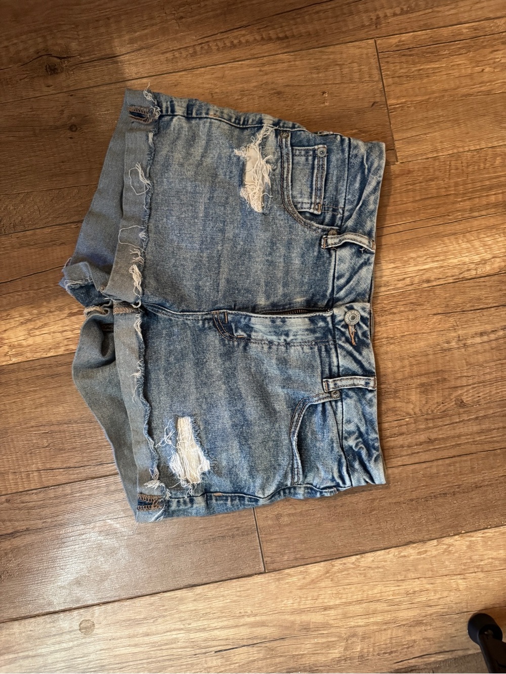 American Eagle Outfitters Light Blue Distressed Denim Shorts